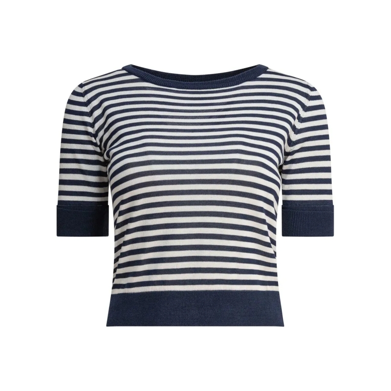 Rakki' T-shirt Cropped Striped T-Shirt Blue