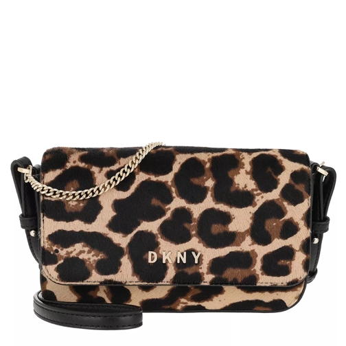 DKNY Kim Haircalf Flap Demi Crossbody Bag Black/Gold Sac à bandoulière