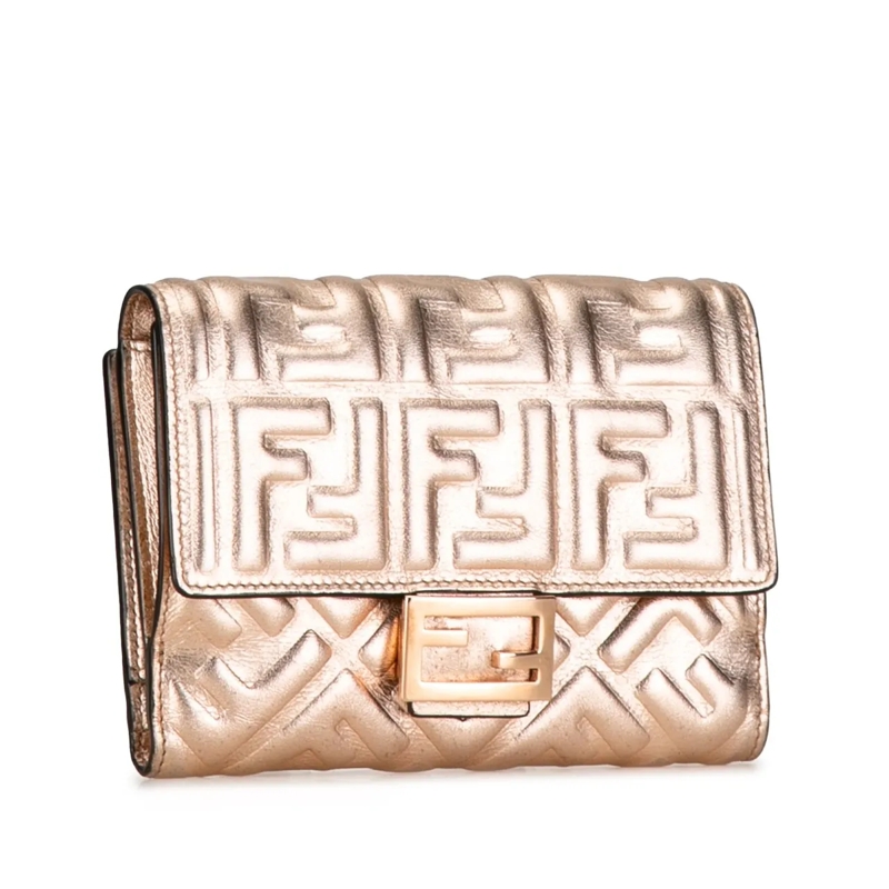 Fendi Geldbörse Zucca Embossed Compact Wallet gold