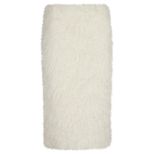 Dries Van Noten Midi-Röcke Samba Skirt In Mohair And Wool Blend Synthetic Fur White