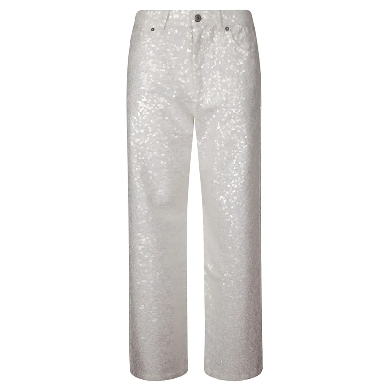 P.A.R.O.S.H. Jeans Five-Pocket Wide-Leg Trousers White