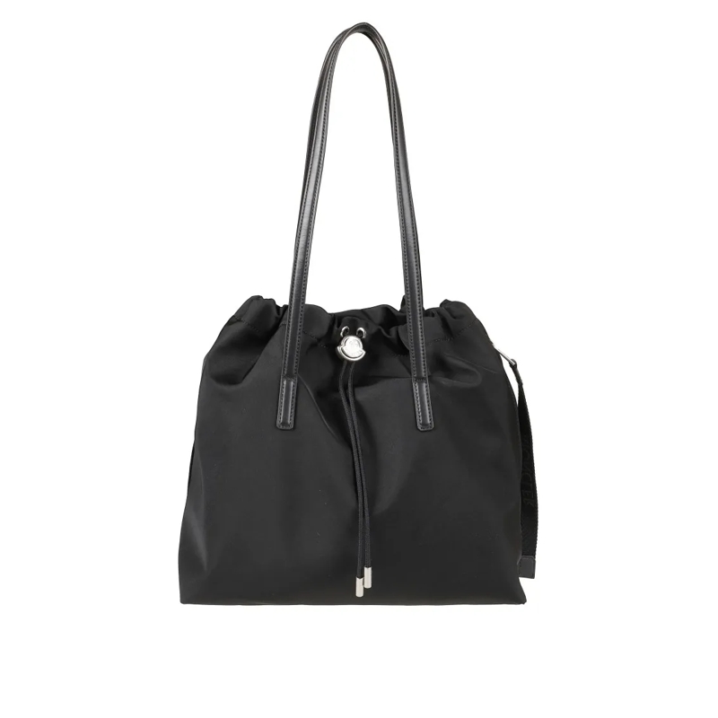 Moncler Fourre-tout Spacious Black Tote Bag With Drawstring Closure Black