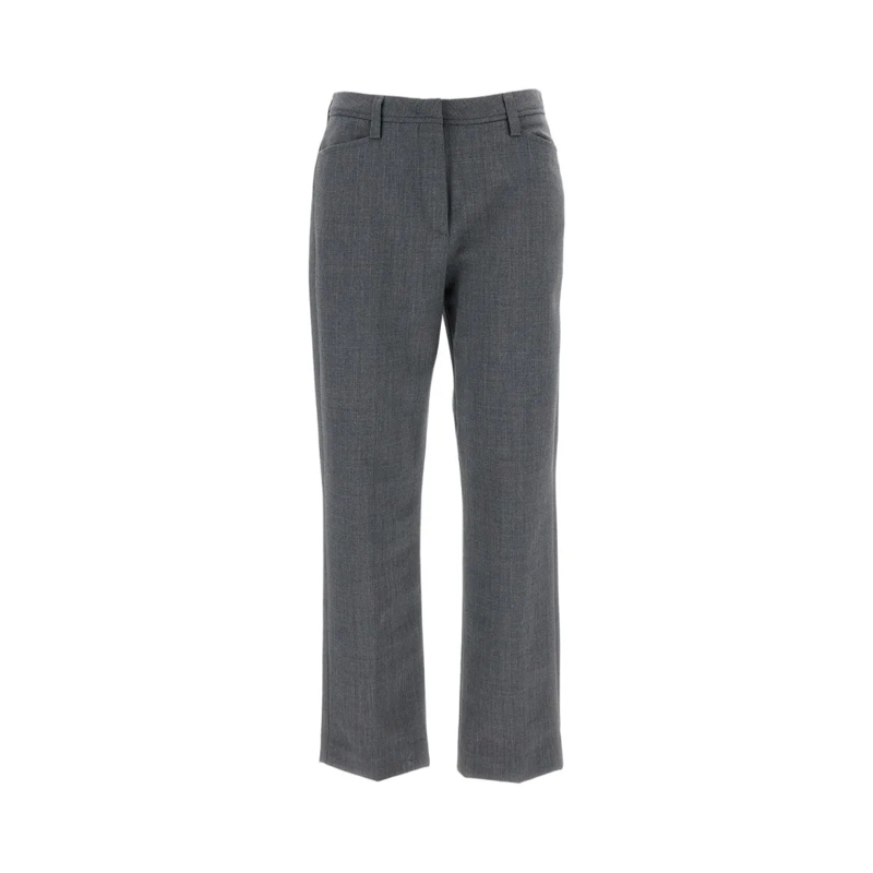 THE LATEST  High-Waisted Blue Trousers With Relaxed Silhouette Grey