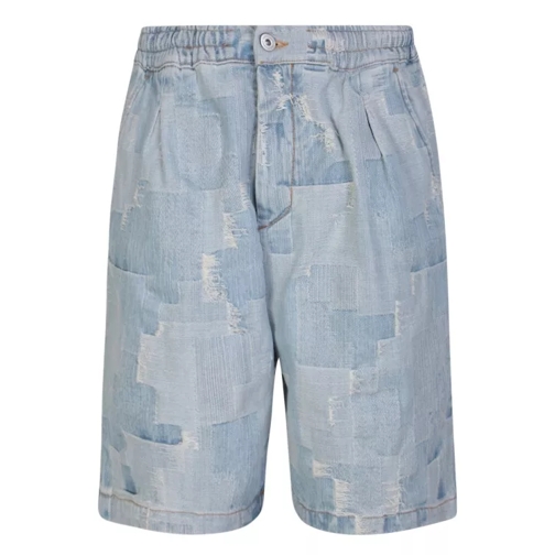 Marcelo Burlon Patchwork Cross Denim Shorts Blue Pantaloncini casual