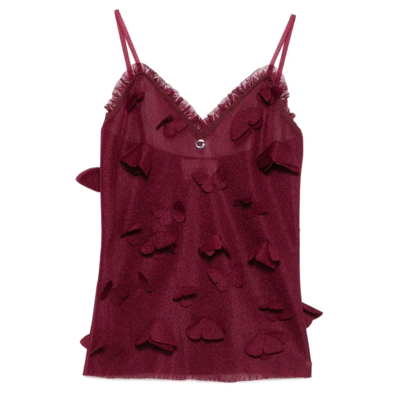 Coperni Bluse Burgundy Spaghetti Strap Top Red