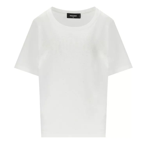 Dsquared2 Easy Fit White T-Shirt With Rhinestones White 