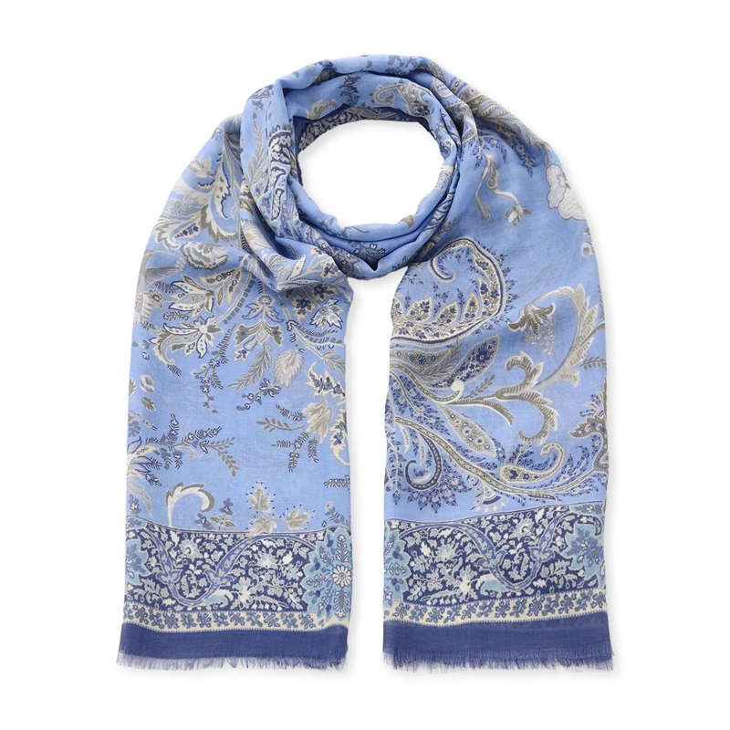 Etro Wollschal Schal mit Paisley-Muster blau