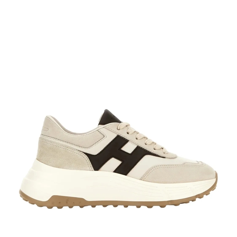 Hogan Lage-top sneaker Beige And Brown Lace-Up Shoes With Sole Neutrals