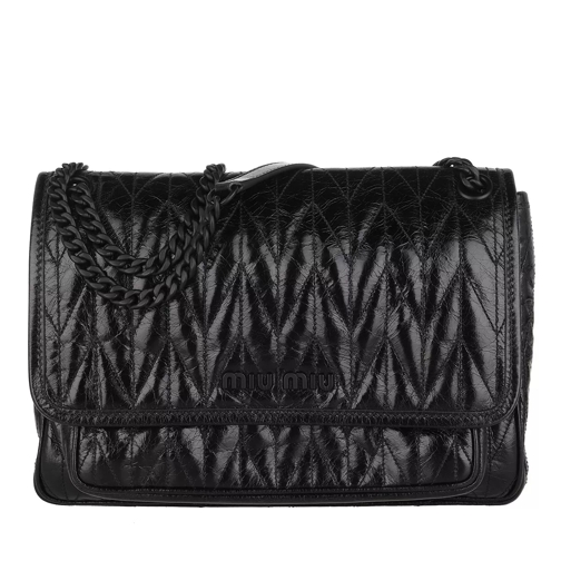 Miu Miu Quilted Shoulder Bag Shiny Leather Black Crossbody Bag