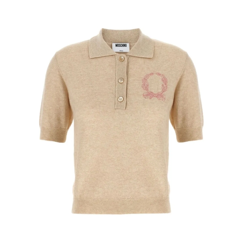Moschino Trui Short-Sleeved Polo Sweater Neutrals