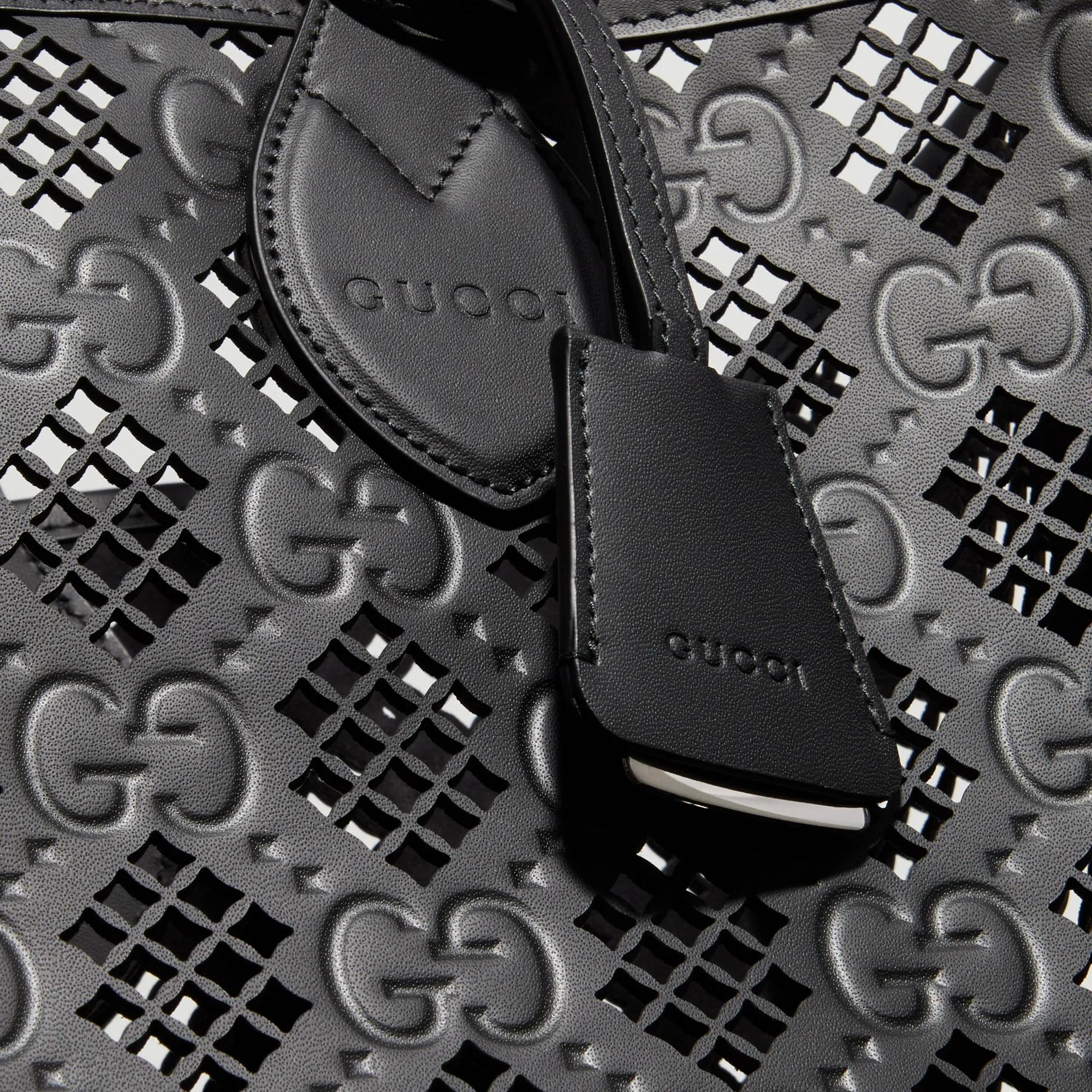 トートバッグ Gucci Laser-Cut Gg Leather Tote Bag Gucci Laser Cut Gg Leather Tote Bag Black | Tote