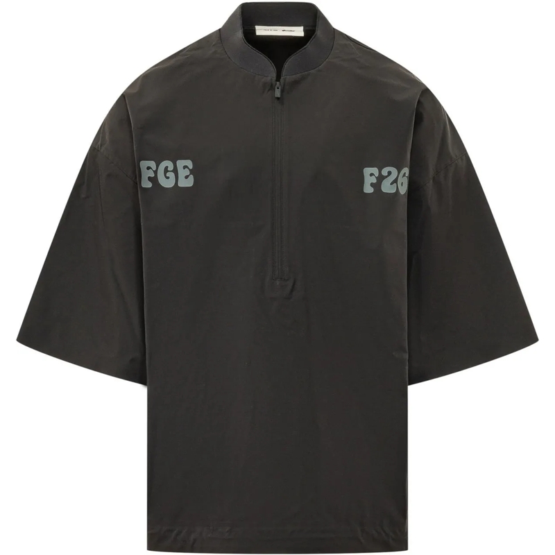FEAR OF GOD Legeres Oberteil Camicia Half Zip con Maniche Corte dunkelgrau