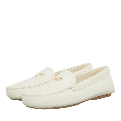 Prada Driver Logo Detail Loafers White