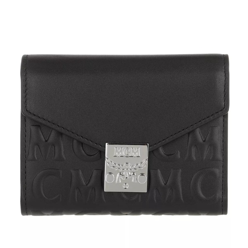 MCM Monogramme Leather Three-Fold Wallet Small Black Portefeuille à trois volets