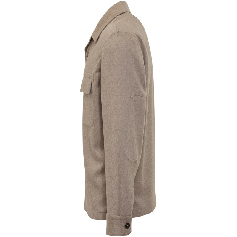 Zegna Haut décontracté Overshirt Zegna Beige in Lana con Tasche beige(Image 3)