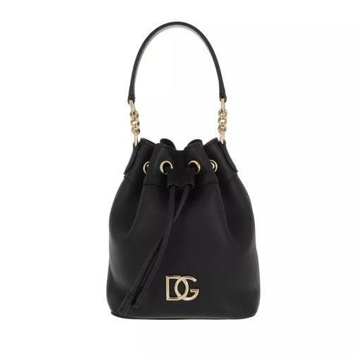 Dolce&Gabbana Logo Bucket Bag Leather Black Bucket Bag