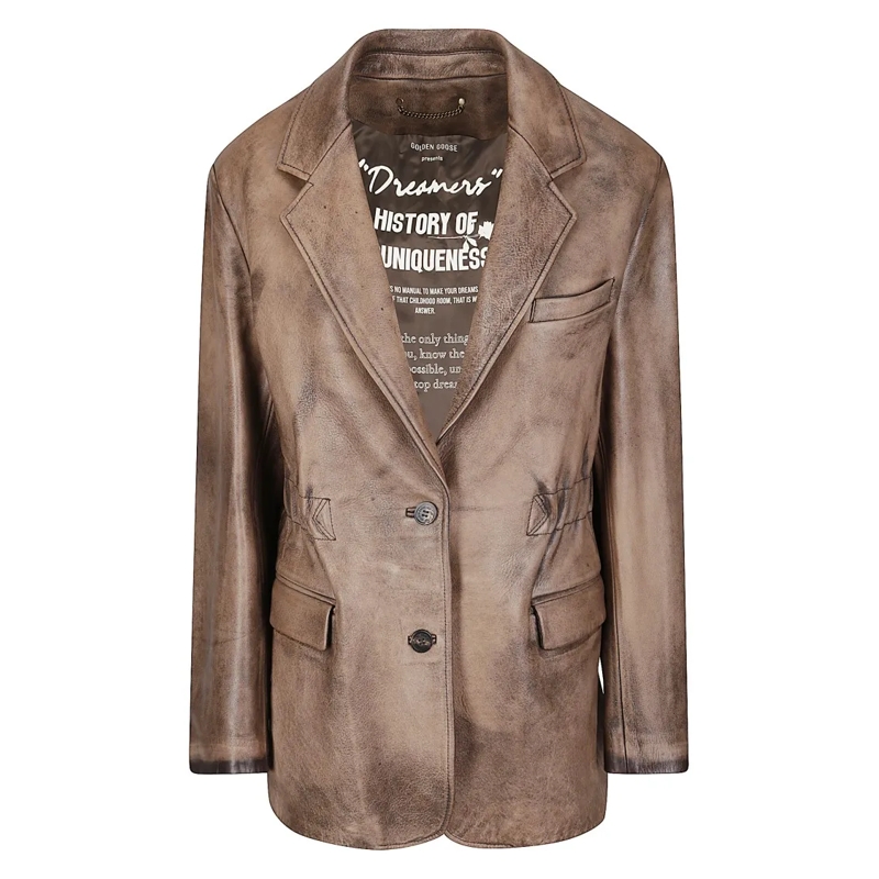 Golden Goose Lederjacke Elasticated Jacket With Cow Leather Accents Pink