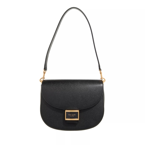 Kate Spade New York Katy Textured Leather Convertible Saddle Bag black Crossbody Bag