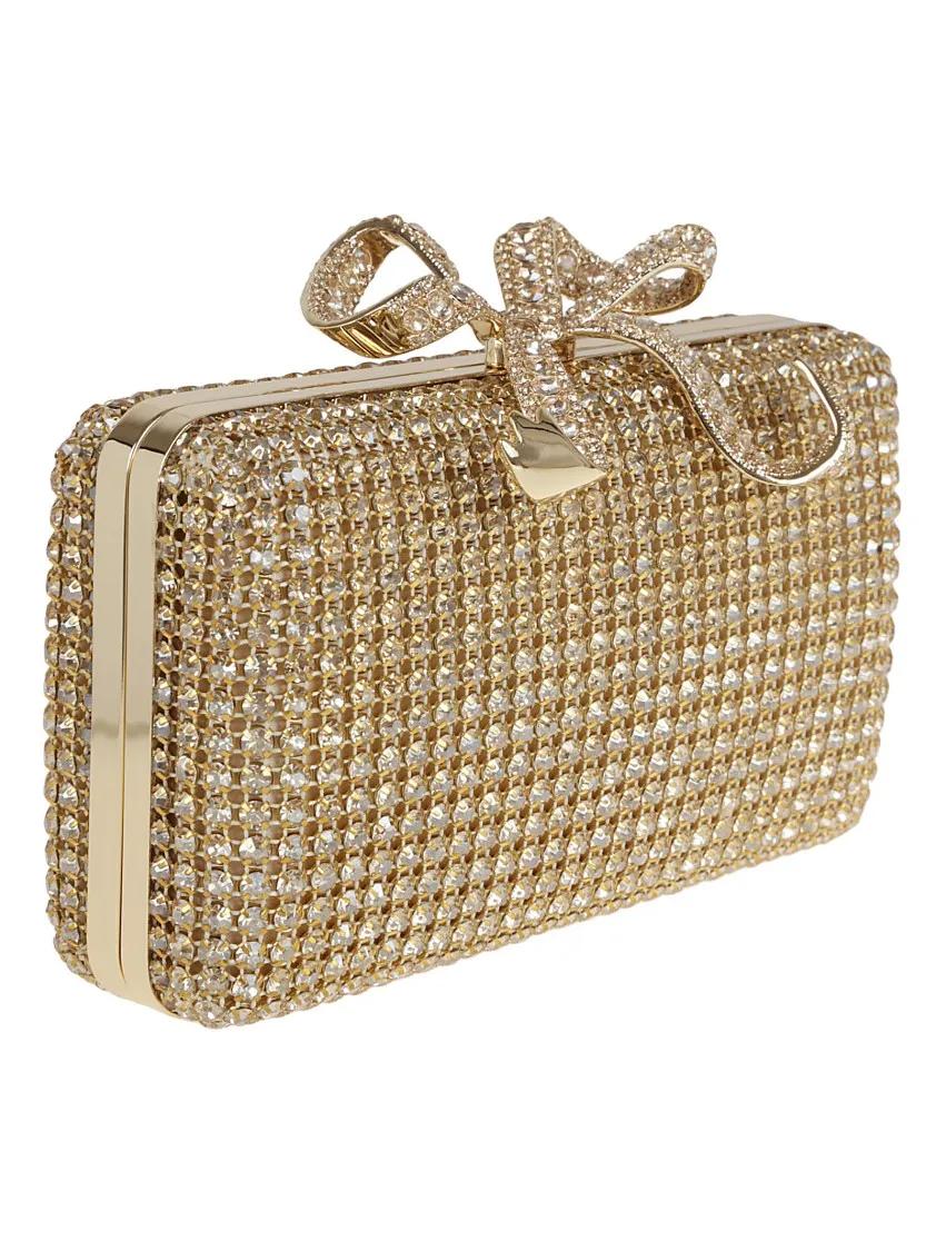 Self-portrait Clutches Gold Crystal Box Clutch in goud