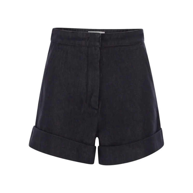 Max Mara Short décontracté Mxmcalca - Denim-Effect Cotton Shorts Black