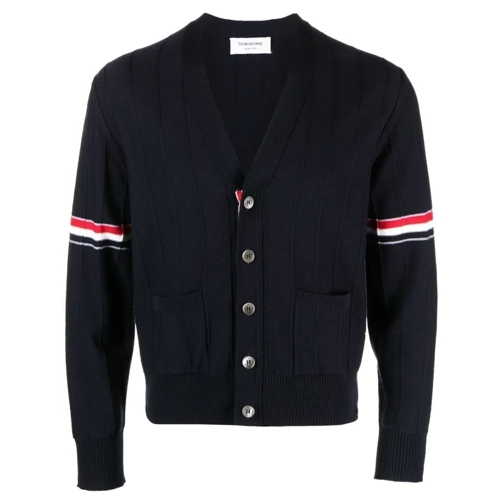 Thom Browne Vest Stripe V-Neck Cardigan Blue