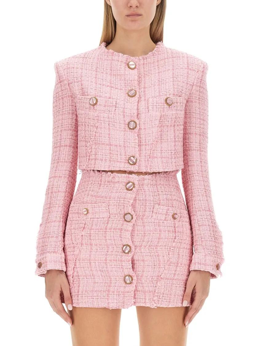 Thumbnail - Gcds - Textured Cropped Jacket - Größe 42 - pink