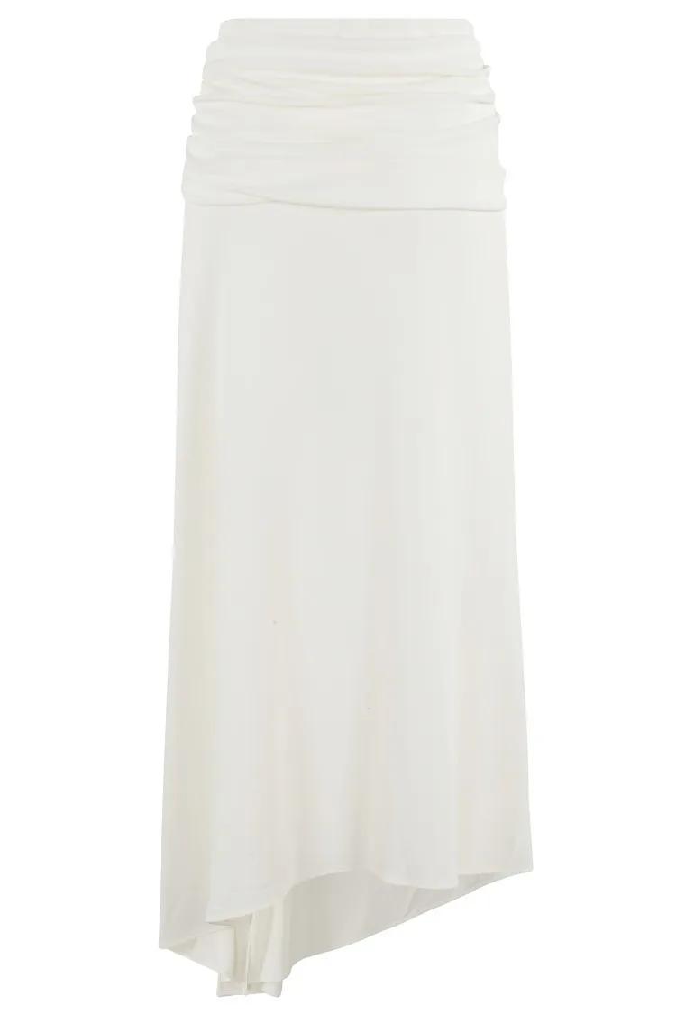 Thumbnail - Andamane - Draped Ivory Stretch Jersey Wren Skirt - Größe 38 - white