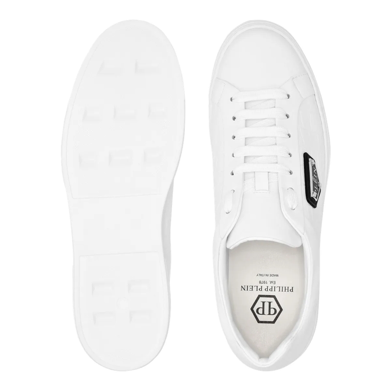 Philipp Plein Low-Top-Sneaker Low-Top Turnschuhe Crocco Print weiss(Image 4)