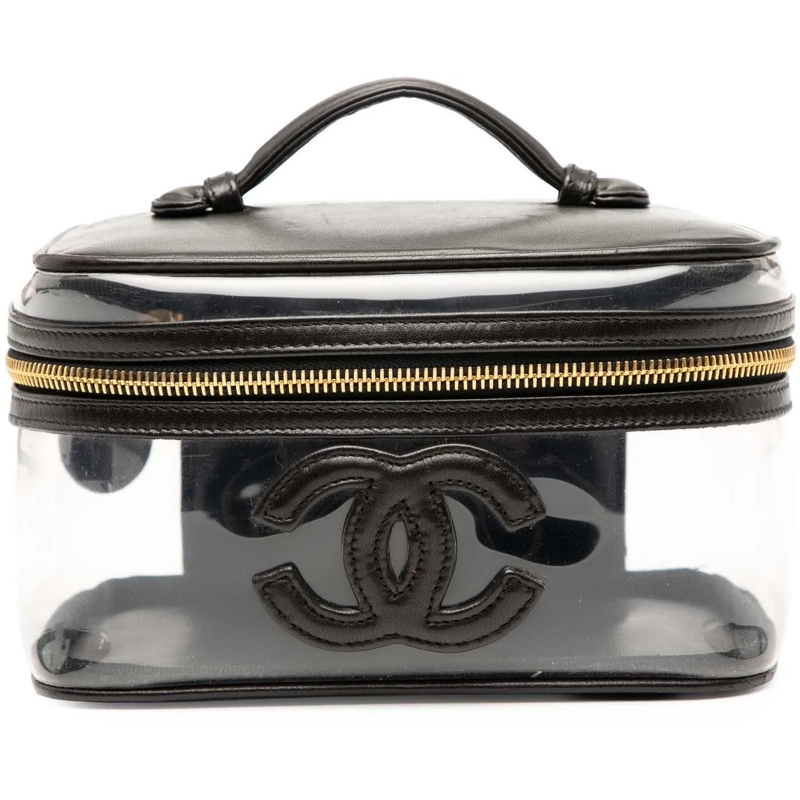 Chanel Necessaire CC Vinyl and Calfskin Vanity Case weiß