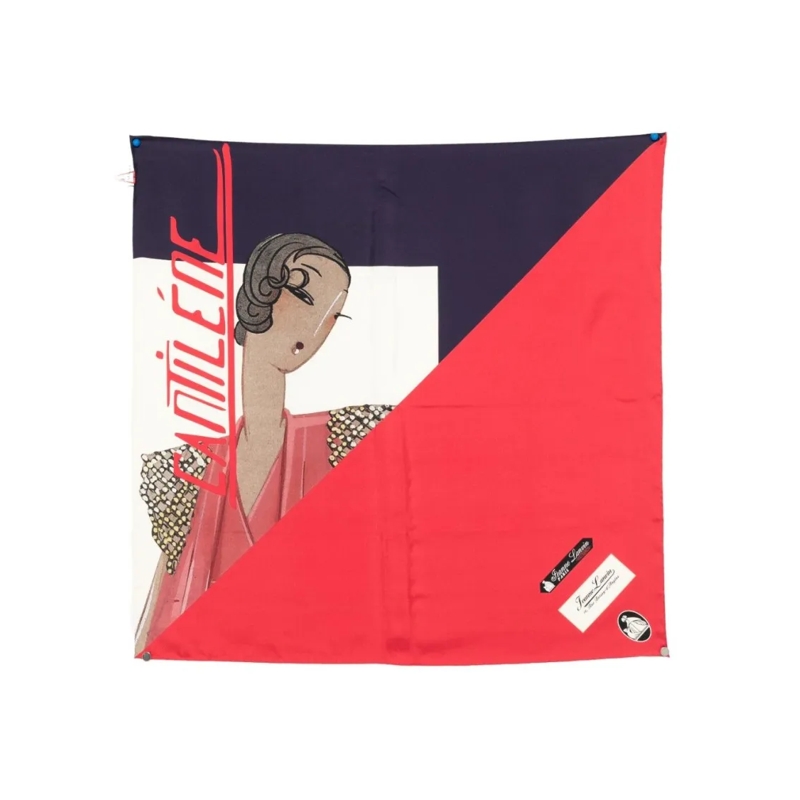 Lanvin Leichter Schal Square Silk Scarf With Bold Graphic Print Red