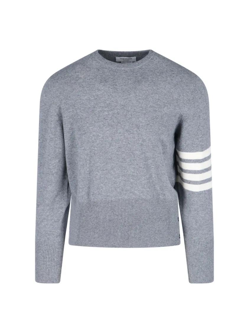 Thumbnail - Thom Browne - "Loopback 4-Bar" Sweater – Light Grey - Größe 4 - grau