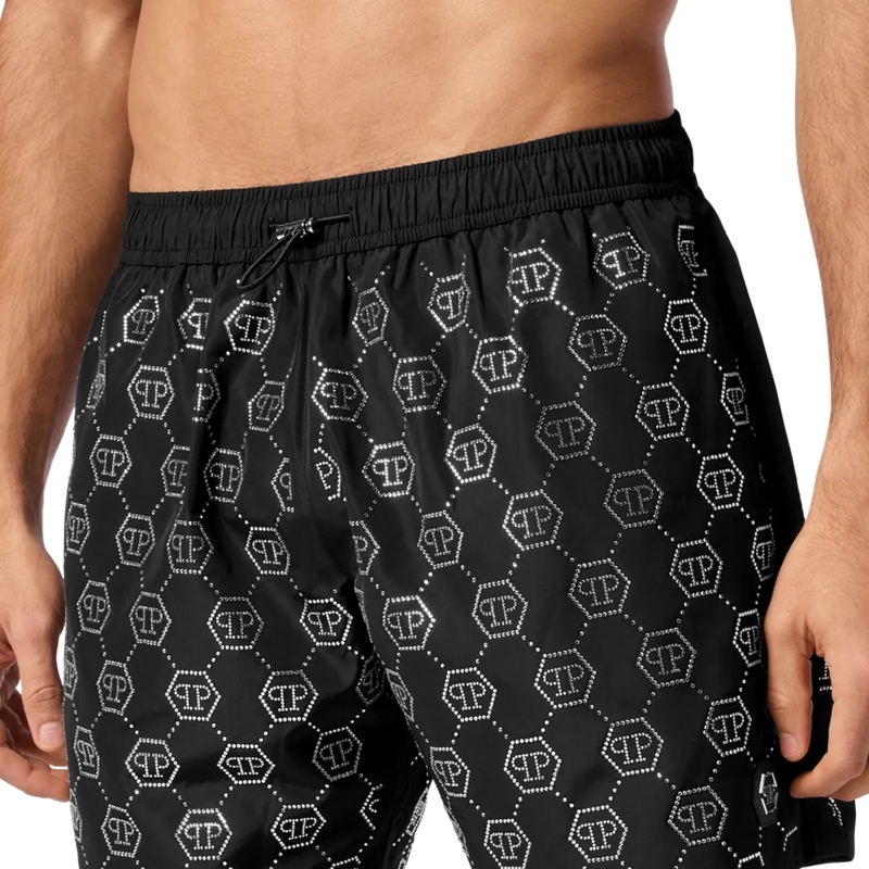 Philipp Plein Shorts Mittellange Badeshorts aus Stoff mit hexagonalen S schwarz(Image 4)