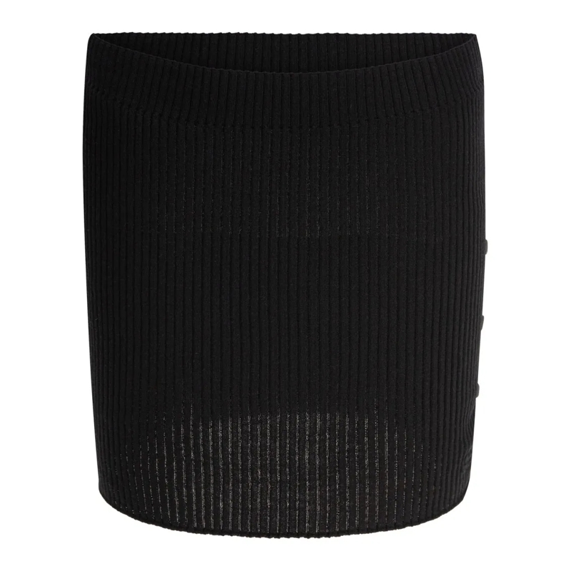 Courrèges Minirok Ribbed Knit Skirt With Button Detail Black