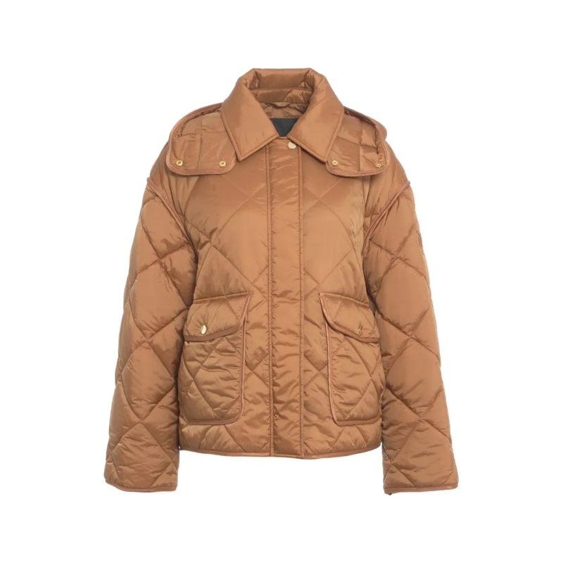 Pinko  Diamond Quilted Jacket With High Collar Brown