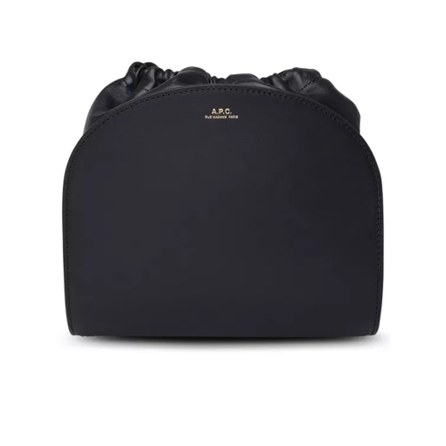 A.P.C. Black Leather Demi-Lune Mini Bag Black Liten väska