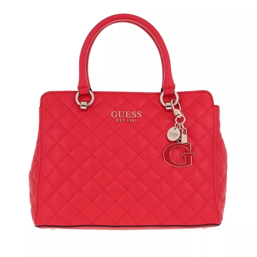 Guess Melise Luxury Satchel Bag Red Rymlig shoppingväska