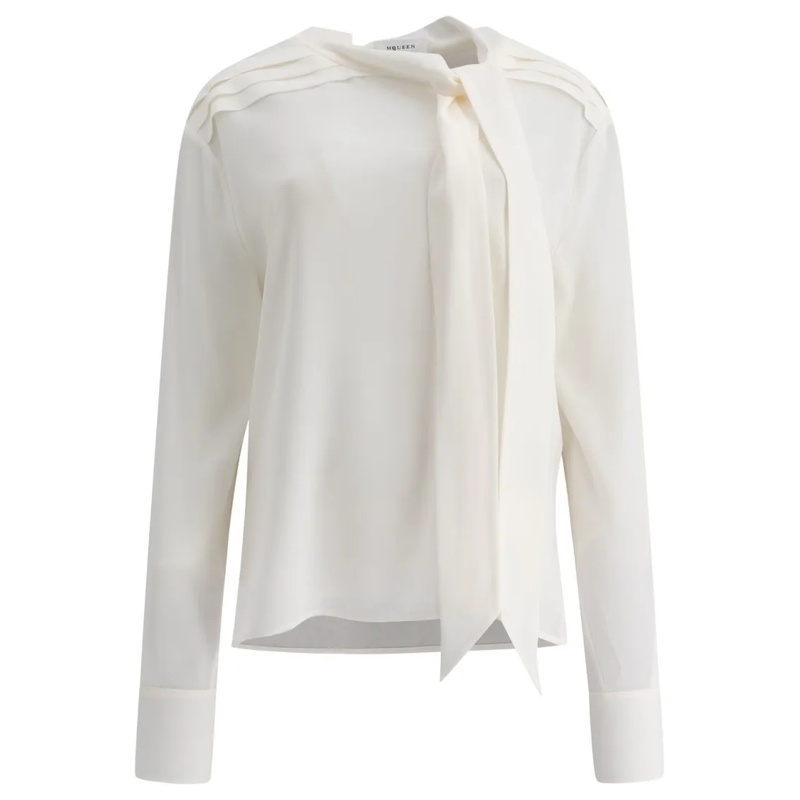 Alexander McQueen Overhemd Silk Shirt With Relaxed Fit White