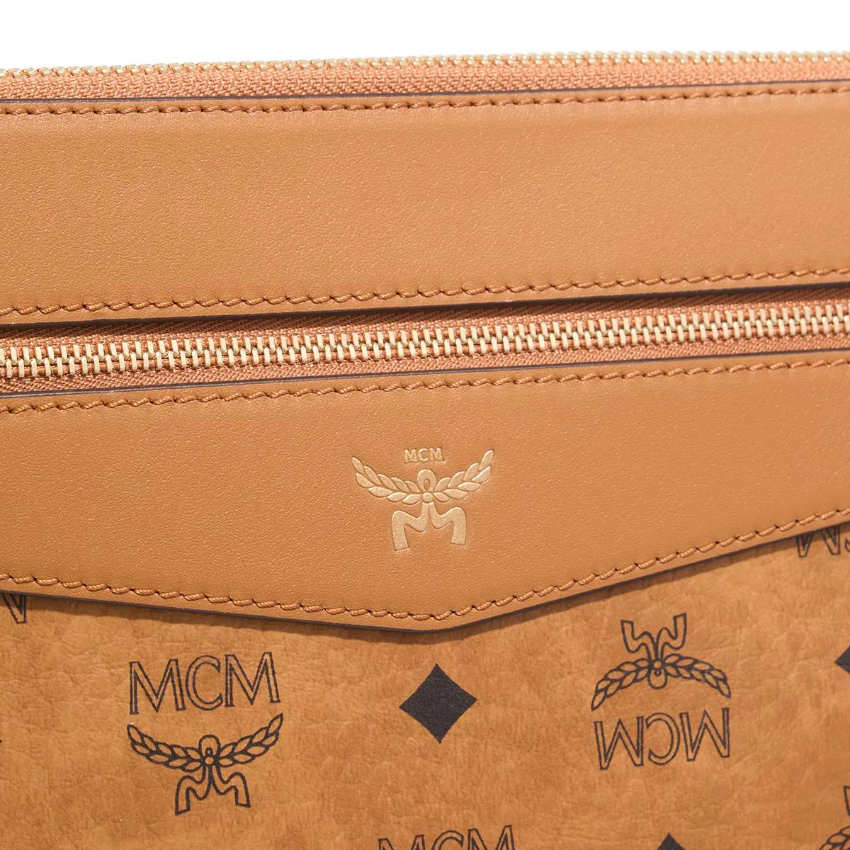 MCM Pochettes Diamond Pouch Medium in cognac