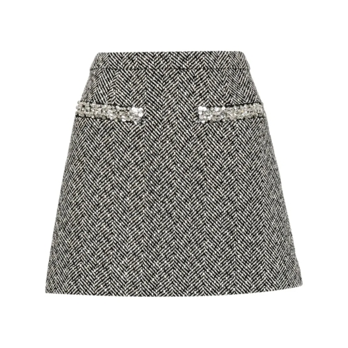 Self Portrait Multicolored Herringbone Skirt Black Mini-Röcke