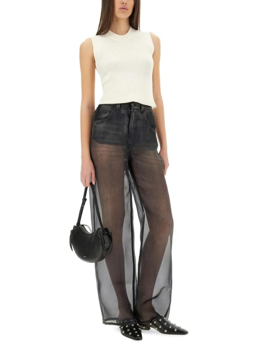 デニム・ジーパン Haikure Wide-Fit Black Organza Overlay Pants Haikure Wide-Fit Black Organza Overlay Pants | THE LIST