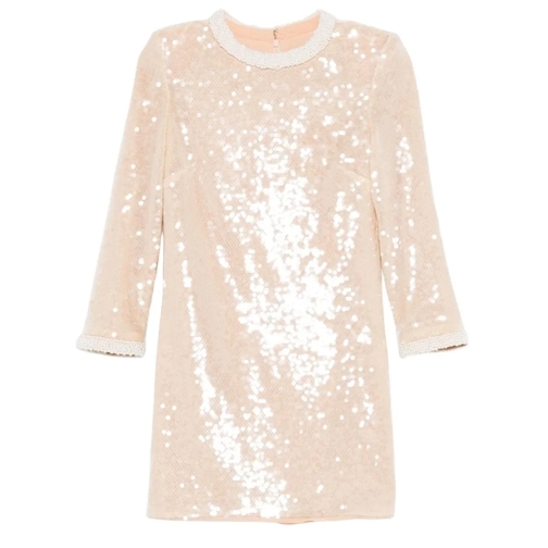 Self Portrait Mini-Kleider Sequin Pearl-Trim Mini Dress Neutrals