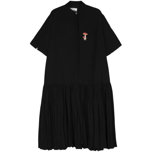 Jil Sander Black Mushroom-Embroidered Midi Dress Black 