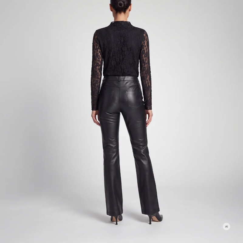 Marc Aurel Lederhose Hose- angesetzter Bund- Eingrifftaschen- ausge schwarz(Image 4)