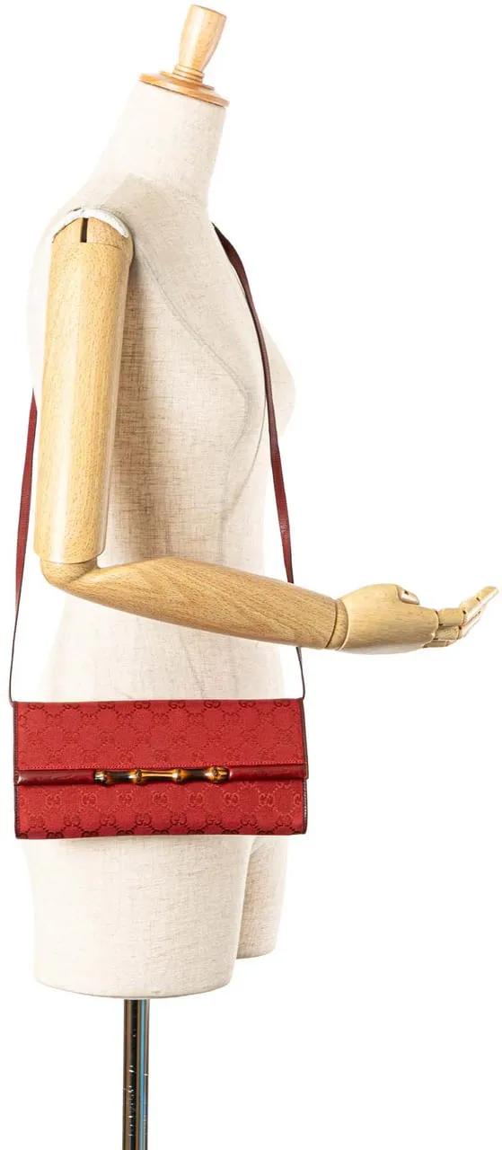 Thumbnail - Gucci Hobo Bags - GG Canvas Bamboo Bar Crossbody - Gr. unisize - in Rot - für Damen