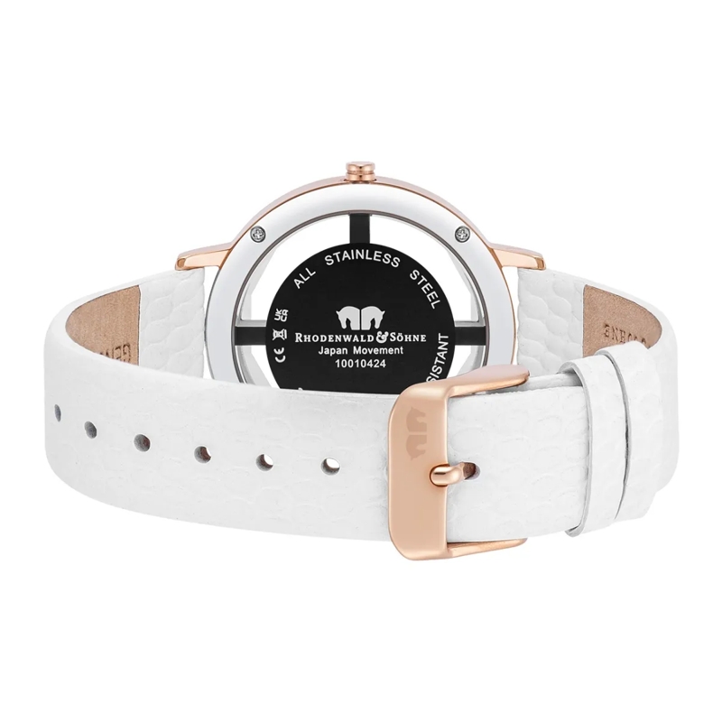 Rhodenwald & Söhne Automatikuhr Damen Armbanduhr Lucrezia Echtleder rosegold(Image 4)