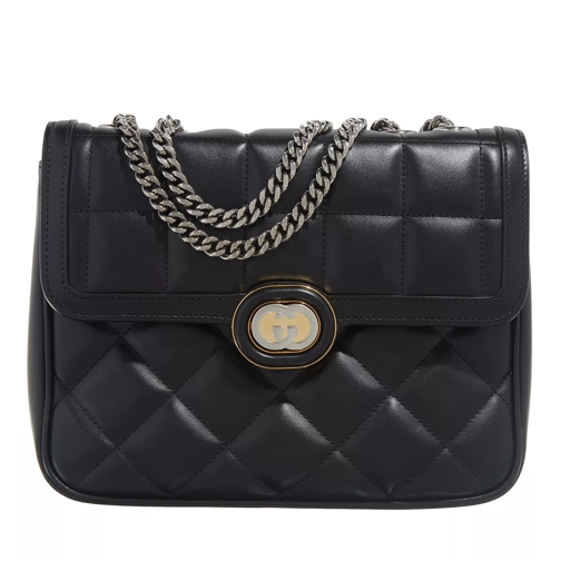 Gucci Deco Small Shoulder Bag Quilted Line Black Shoulder Bag