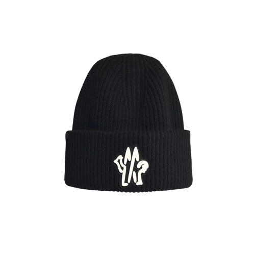 Moncler Hut Black Virgin Wool Beanie Black