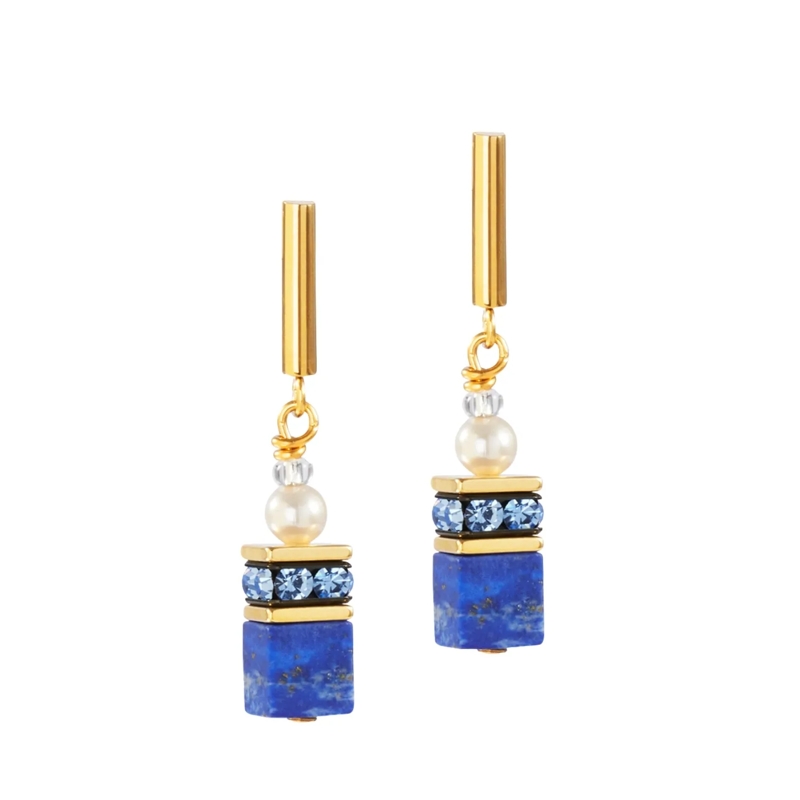 COEUR DE LION Ohrstecker GeoCUBE® Precious Fusion Pearls Ohrringe blau