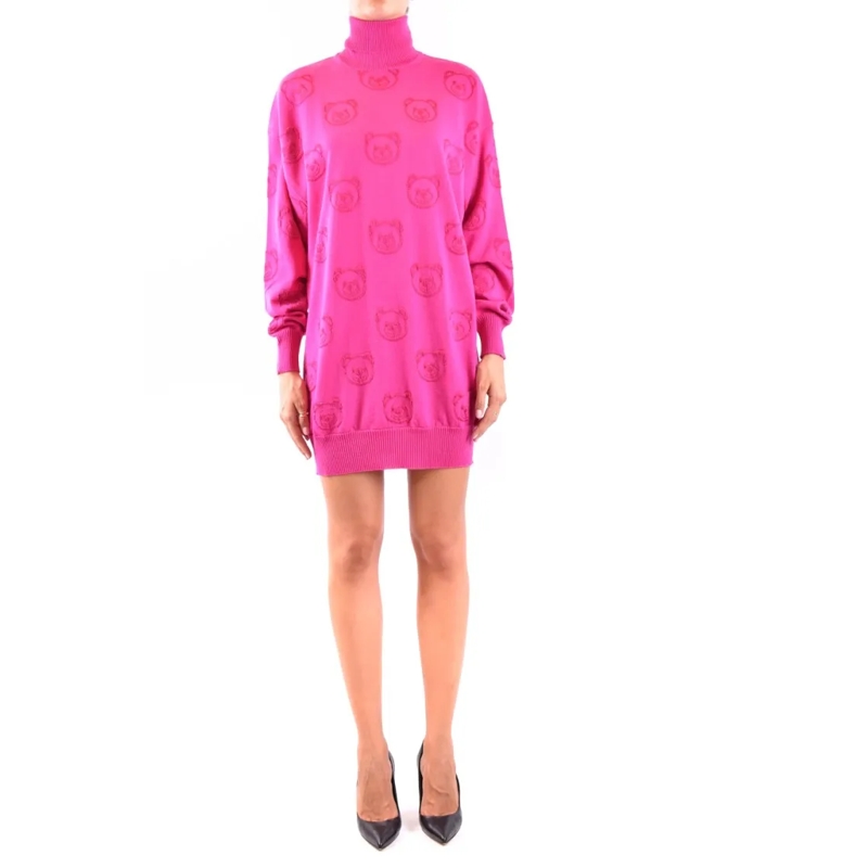 Moschino Minikleid Pink Wool Dress With High Turtleneck Pink