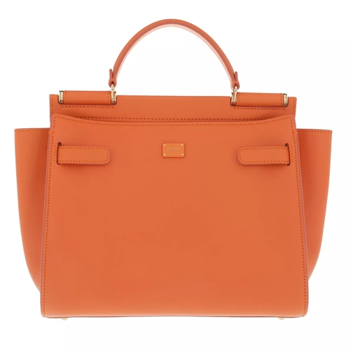 Dolce&Gabbana Sicily Medium Top Handle Bag Leather Orange Satchel
